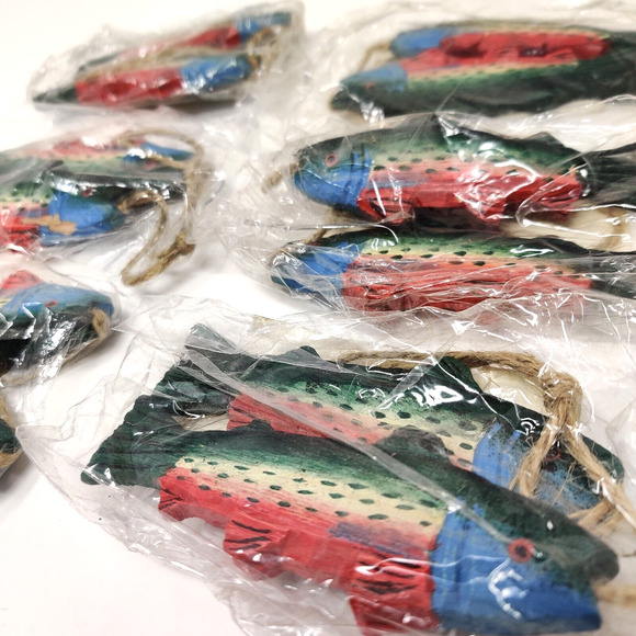 Vintage Fish Ornaments Fishing Trout 4 Balls 12 Sculpture FIGI Graphics 1995-96 - Picture 12 of 16